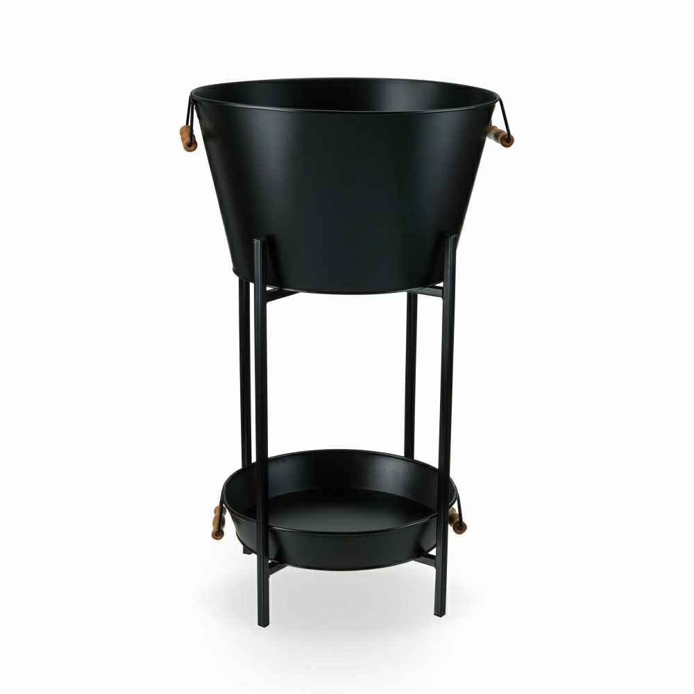 Plow & Hearth Black Beverage Tub with Stand & Tray