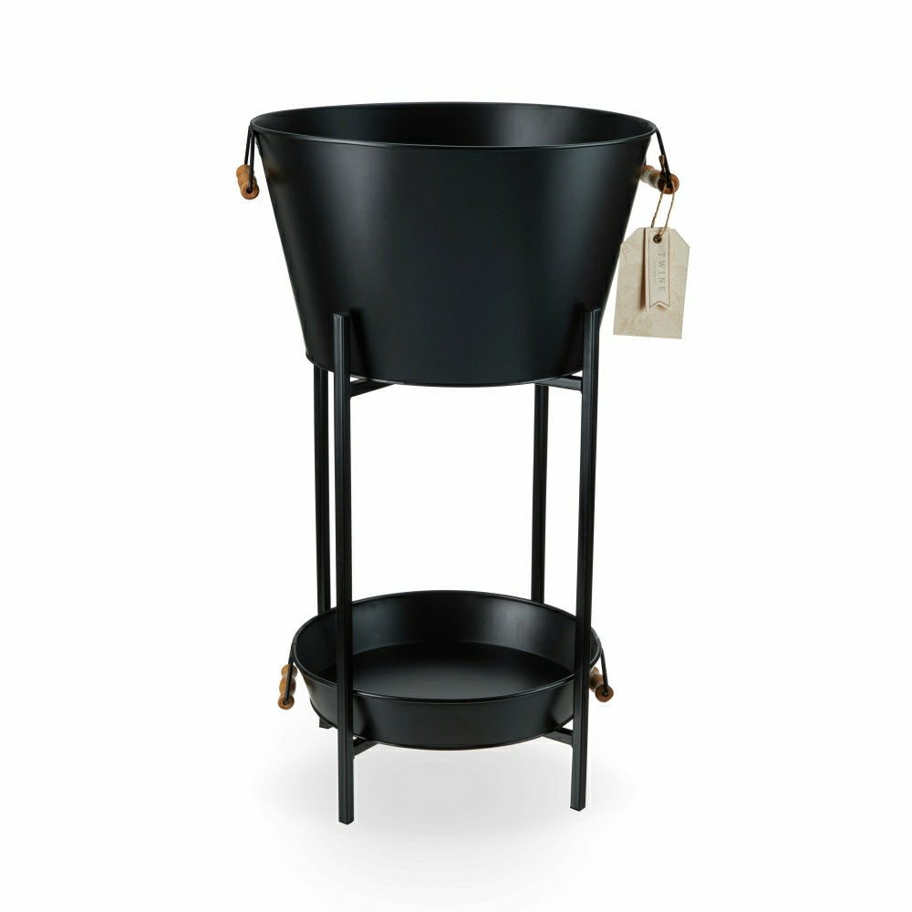 Plow & Hearth Black Beverage Tub with Stand & Tray