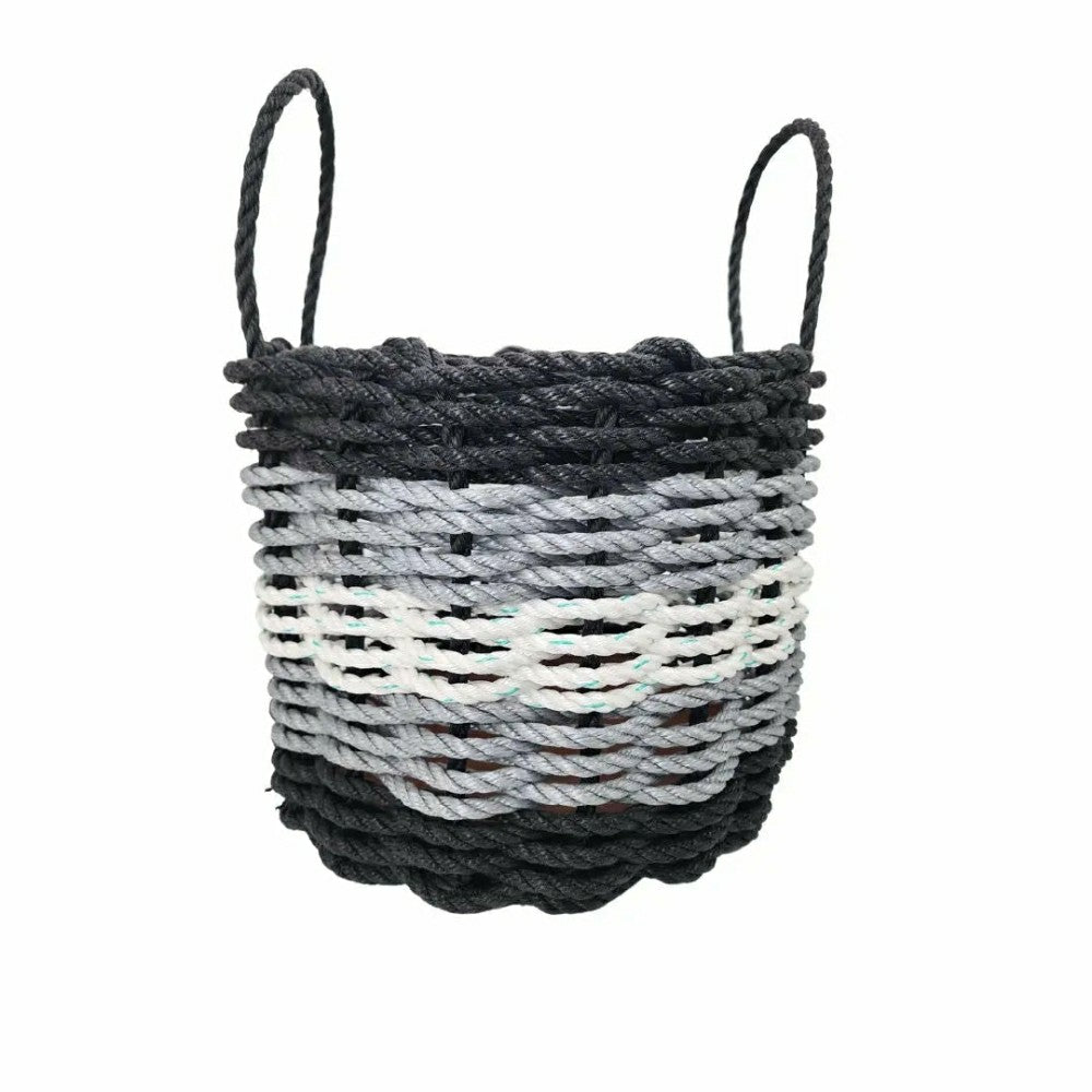 Plow & Hearth Five Stripe Rope Storage Basket Black, Gray and White