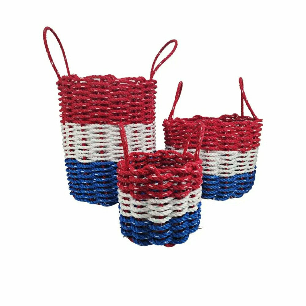 Plow & Hearth Red White and Blue Lobster Rope Basket