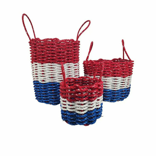 Plow & Hearth Red White and Blue Lobster Rope Basket