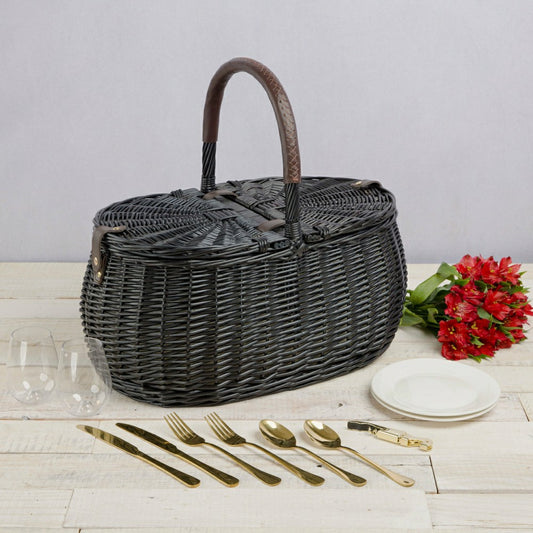 Plow & Hearth Evening Picnic Basket with Service for Two