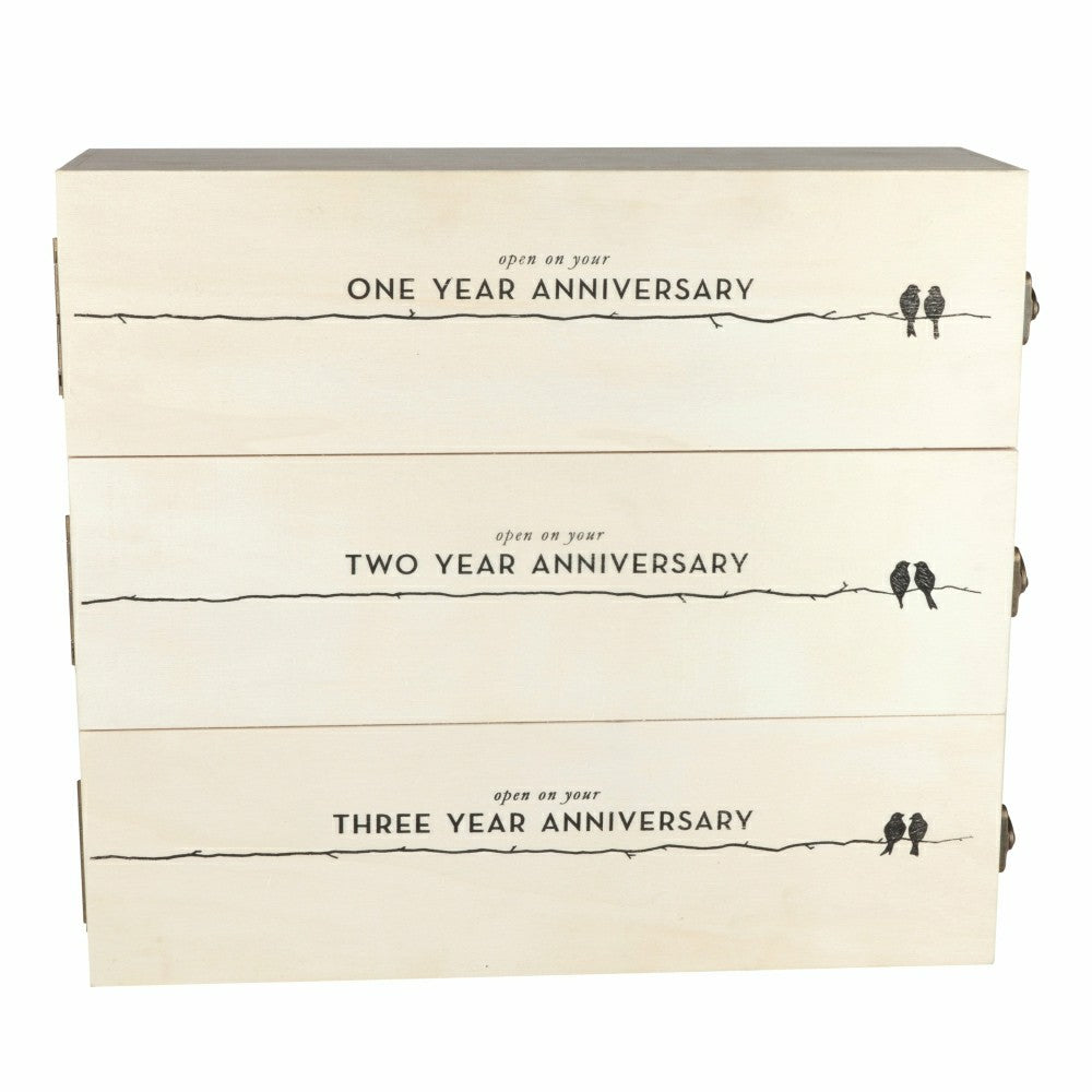 Plow & Hearth Newlyweds Anniversary Wooden Wine Box