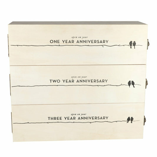 Plow & Hearth Newlyweds Anniversary Wooden Wine Box