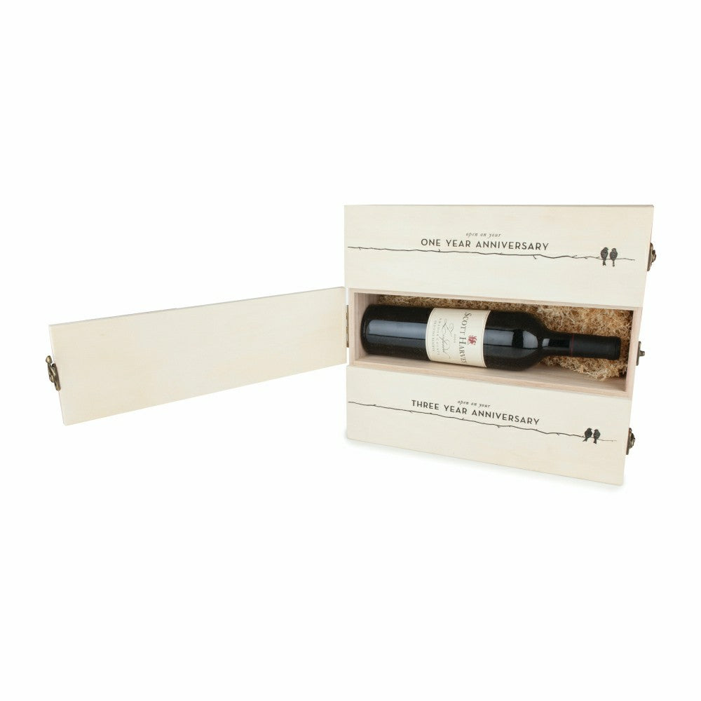 Plow & Hearth Newlyweds Anniversary Wooden Wine Box