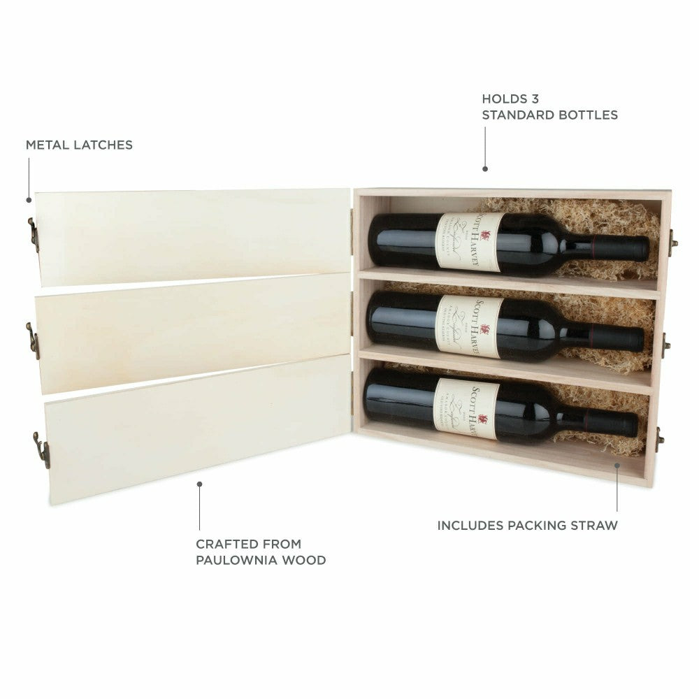 Plow & Hearth Newlyweds Anniversary Wooden Wine Box