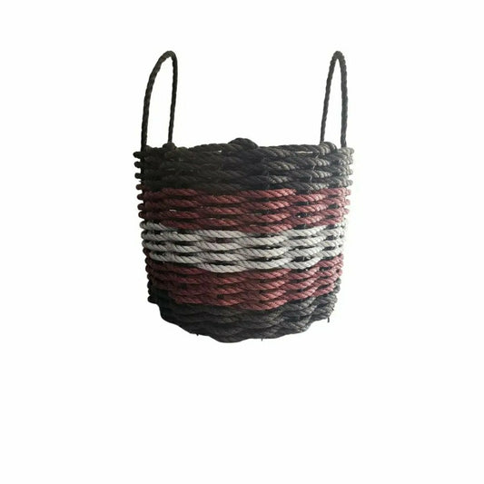 Plow & Hearth Five Stripe Rope Storage Basket Black, Burgundy, Gray