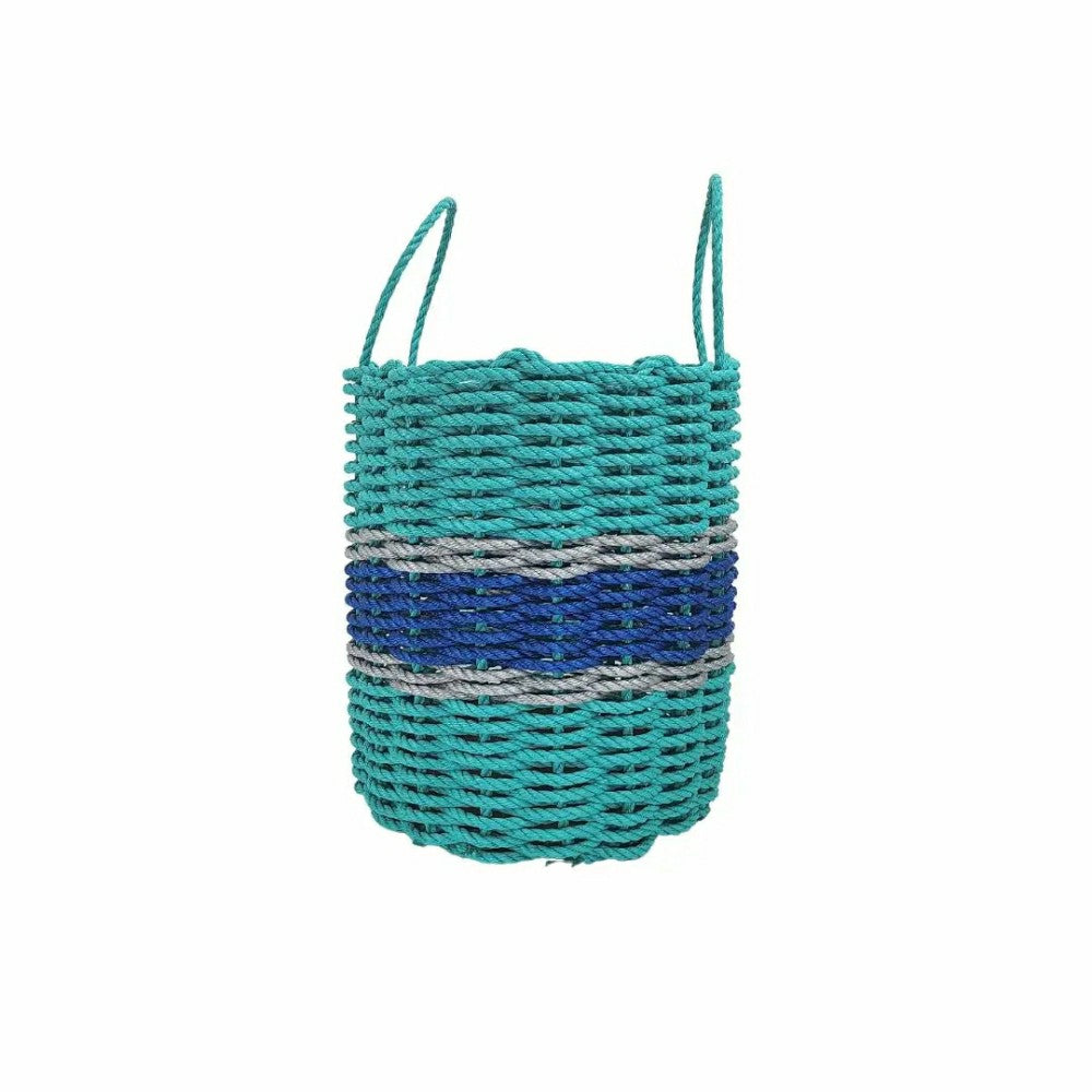 Plow & Hearth Authentic Maine Lobster Rope Storage Basket Teal and Blue with Light G
