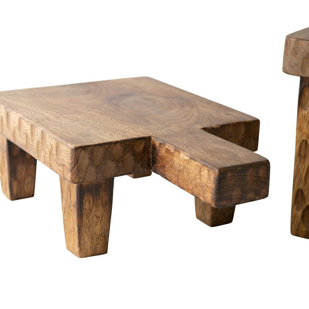 Plow & Hearth VivaStyle Serving Board, Wood Serving Board with Legs, Set of 2