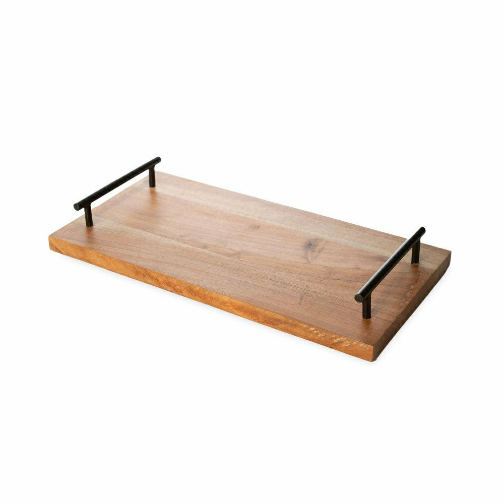 Plow & Hearth 16" Rectangle Wood Serving Tray with Handles