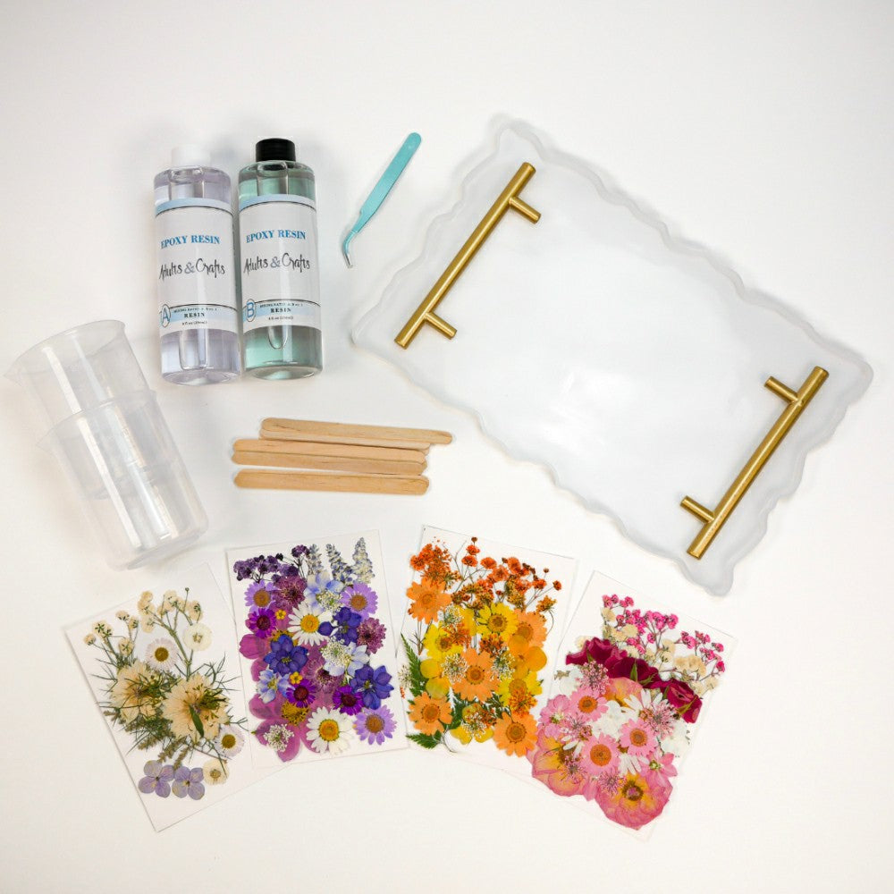 Plow & Hearth Floral Resin Serving Tray Kit