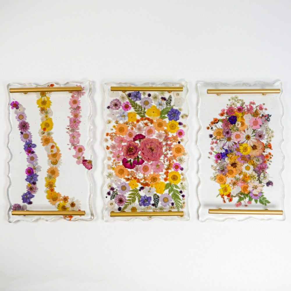 Plow & Hearth Floral Resin Serving Tray Kit