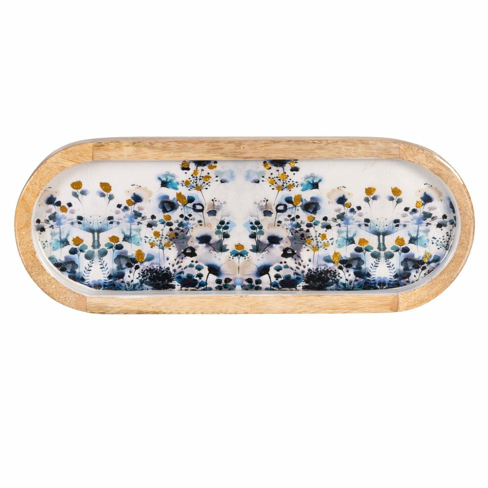 Plow & Hearth VivaStyle Gilded Meadow Wooden Tray with 3 Bowls, Set of 4