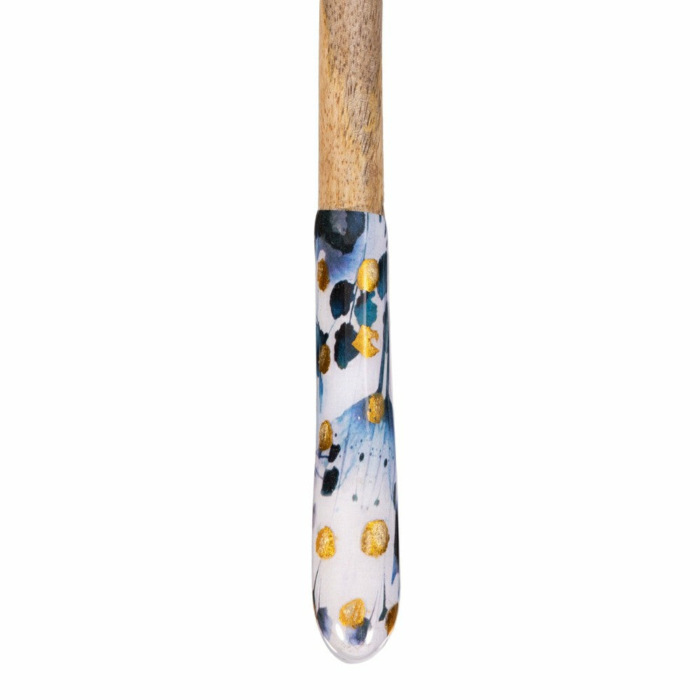 Plow & Hearth VivaStyle Gilded Meadow Wood Salad Server, 11" Set of 2