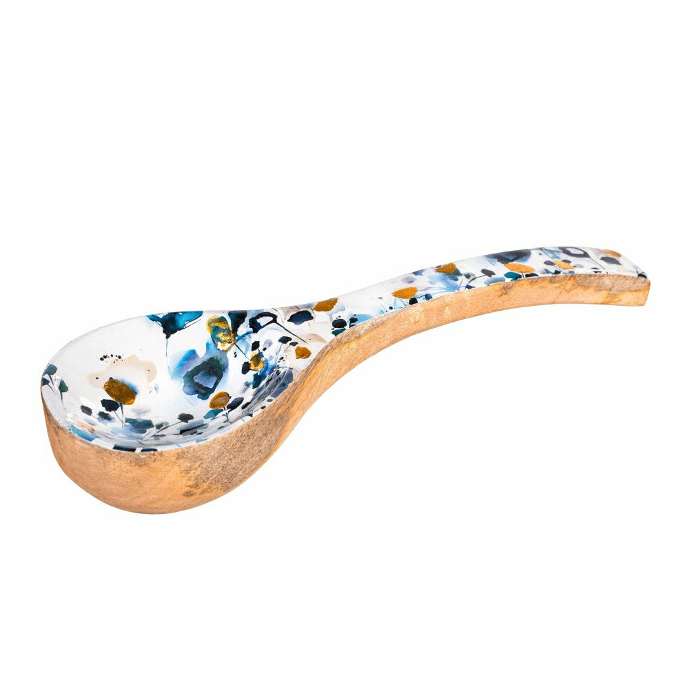 Plow & Hearth VivaStyle Gilded Meadow Spoon Rest, Wood Spoon Rest, 10.25"L