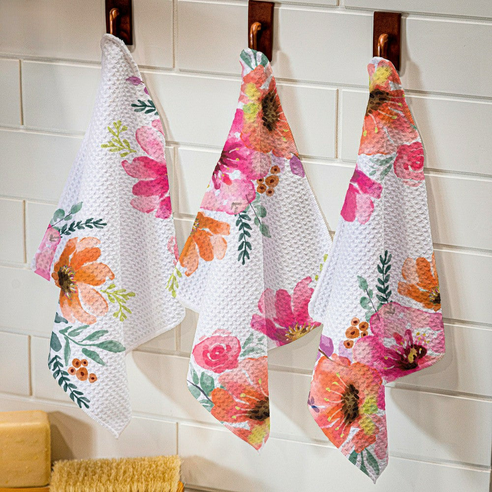 Plow & Hearth Pastels of Nature Quick Dry Dish Cloth, Set of 3, 10" x 10"