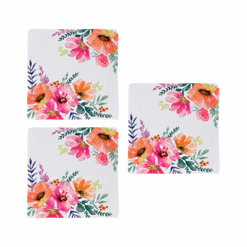 Plow & Hearth Pastels of Nature Quick Dry Dish Cloth, Set of 3, 10" x 10"