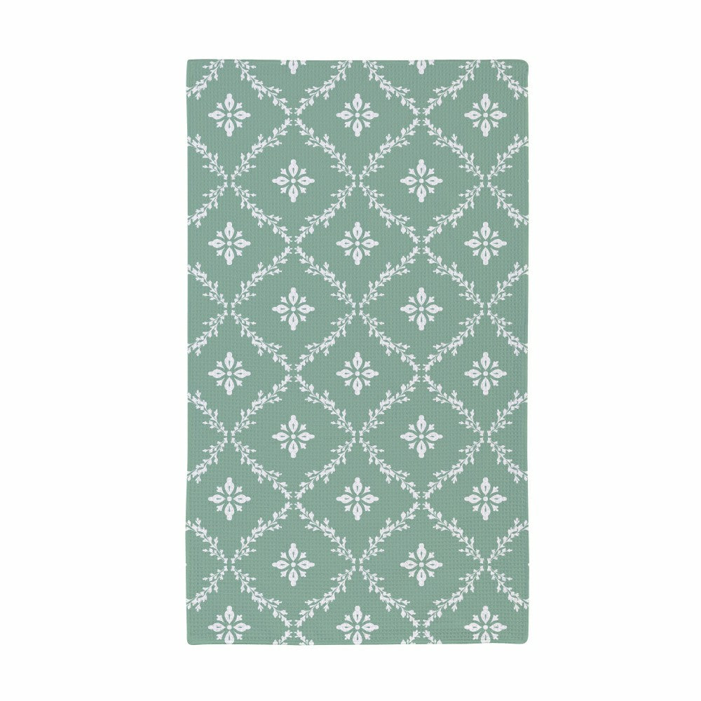 Plow & Hearth Cottage Garden Kitchen Towel Quick Dry Waffle Weave Double-Sided, Herb