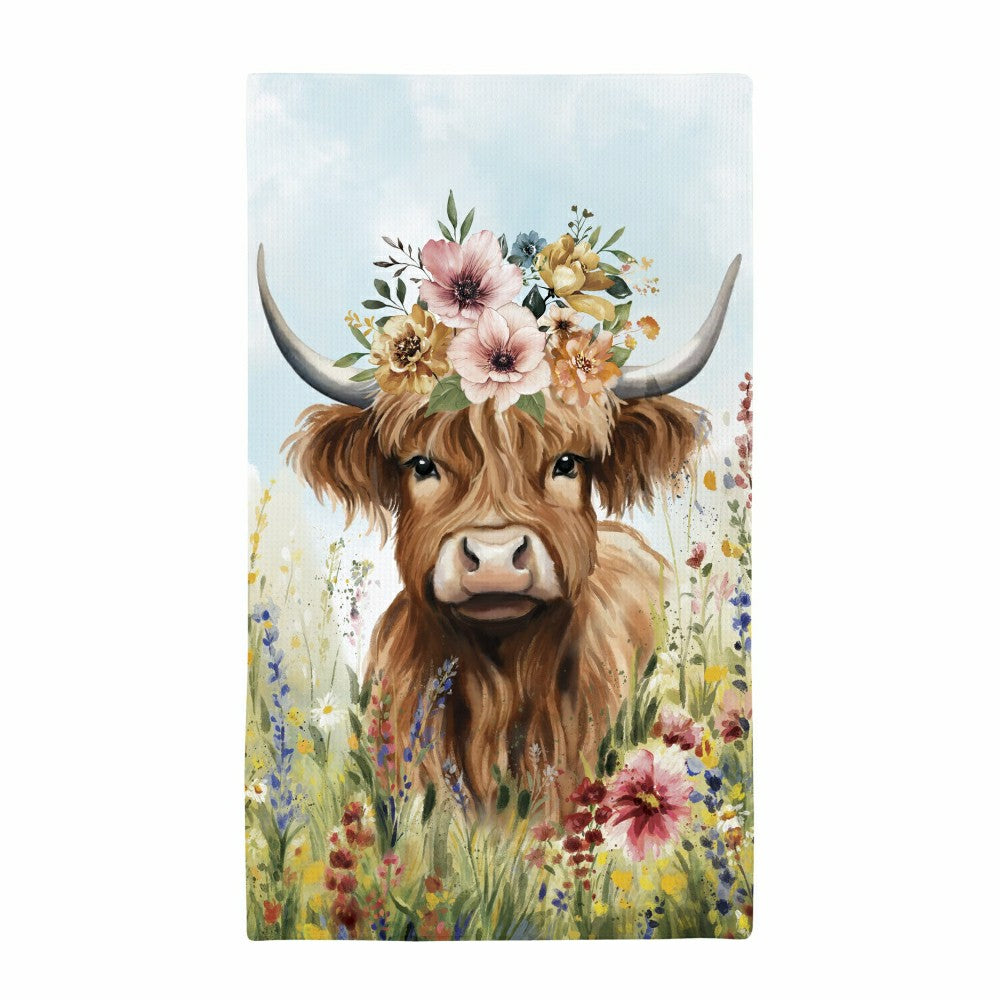 Plow & Hearth Hillside Pasture Kitchen Towel Quick Dry Waffle Weave Double-Sided, Fa