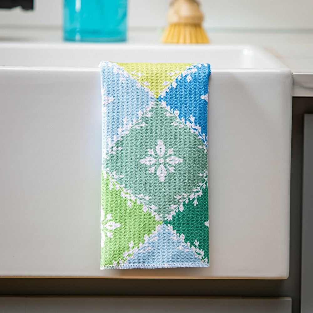 Plow & Hearth Cottage Garden Kitchen Towel Quick Dry Waffle Weave Double-Sided, Gard