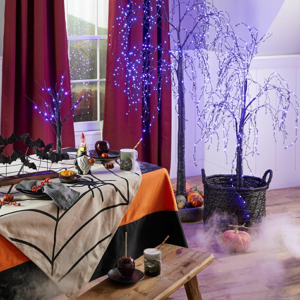 Plow & Hearth Halloween Spooky Spiderweb Table Throw