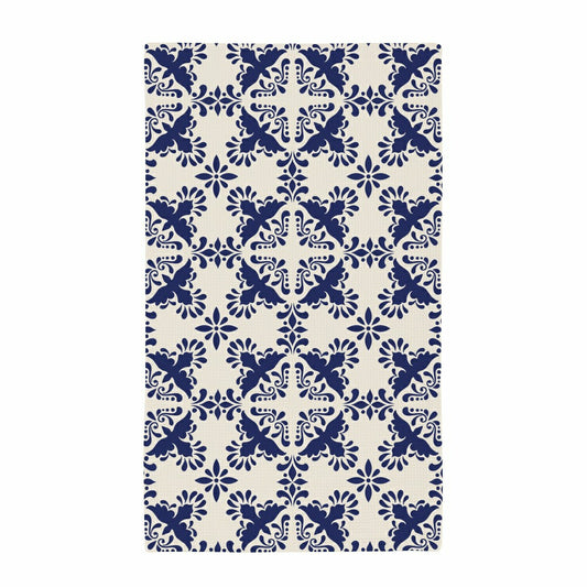 Plow & Hearth Blue Coastal Kitchen Towel Quick Dry Waffle Weave Double-Sided, Clay B