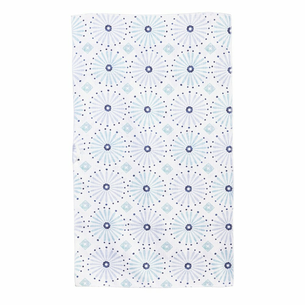 Plow & Hearth Blue Coastal Kitchen Towel Quick Dry Waffle Weave, Double-Sided, Shibo