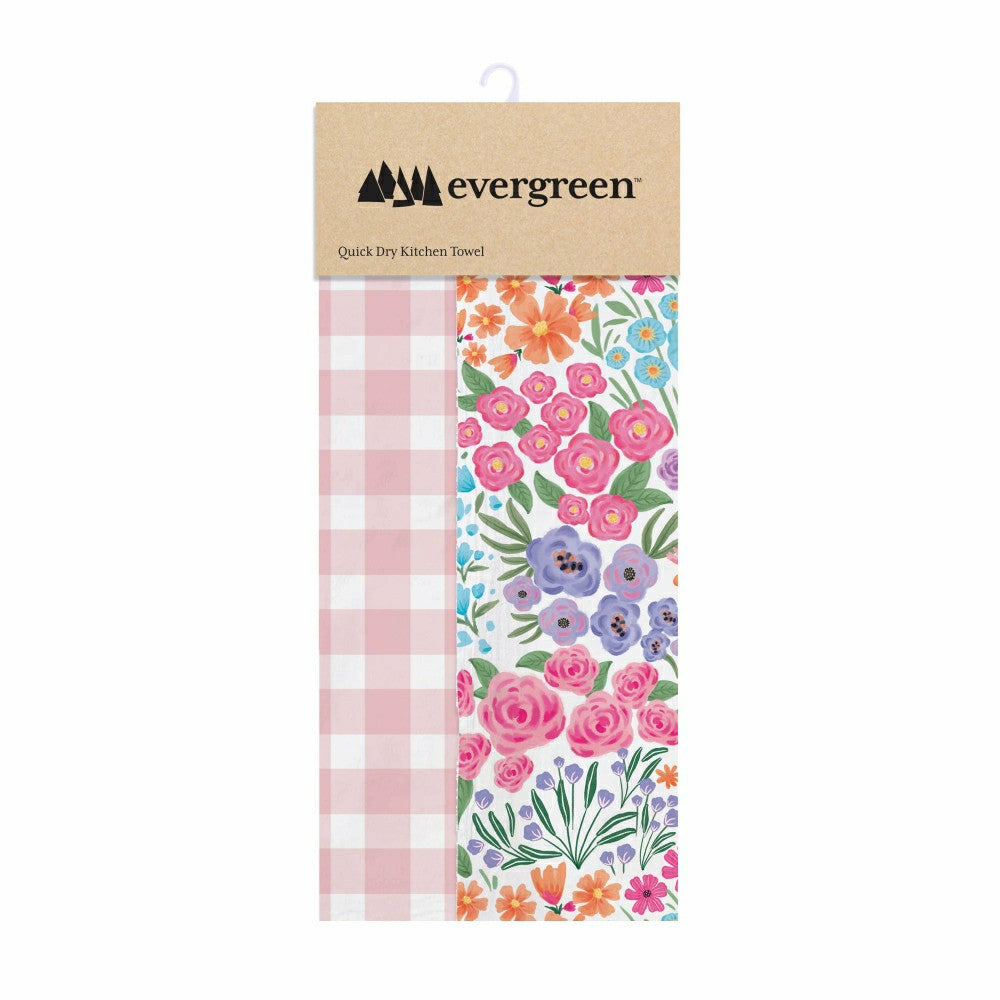 Plow & Hearth Hop Into Spring Kitchen Towel Quick Dry Waffle Weave Double-Sided, Flo