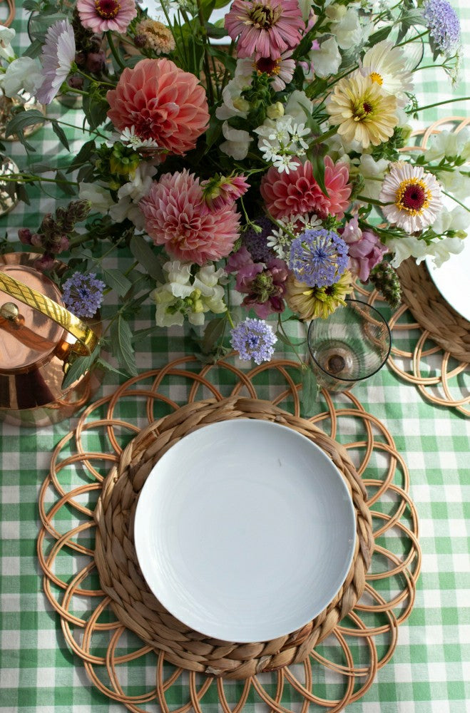 Plow & Hearth Moss Ruffled Gingham Tablecloth