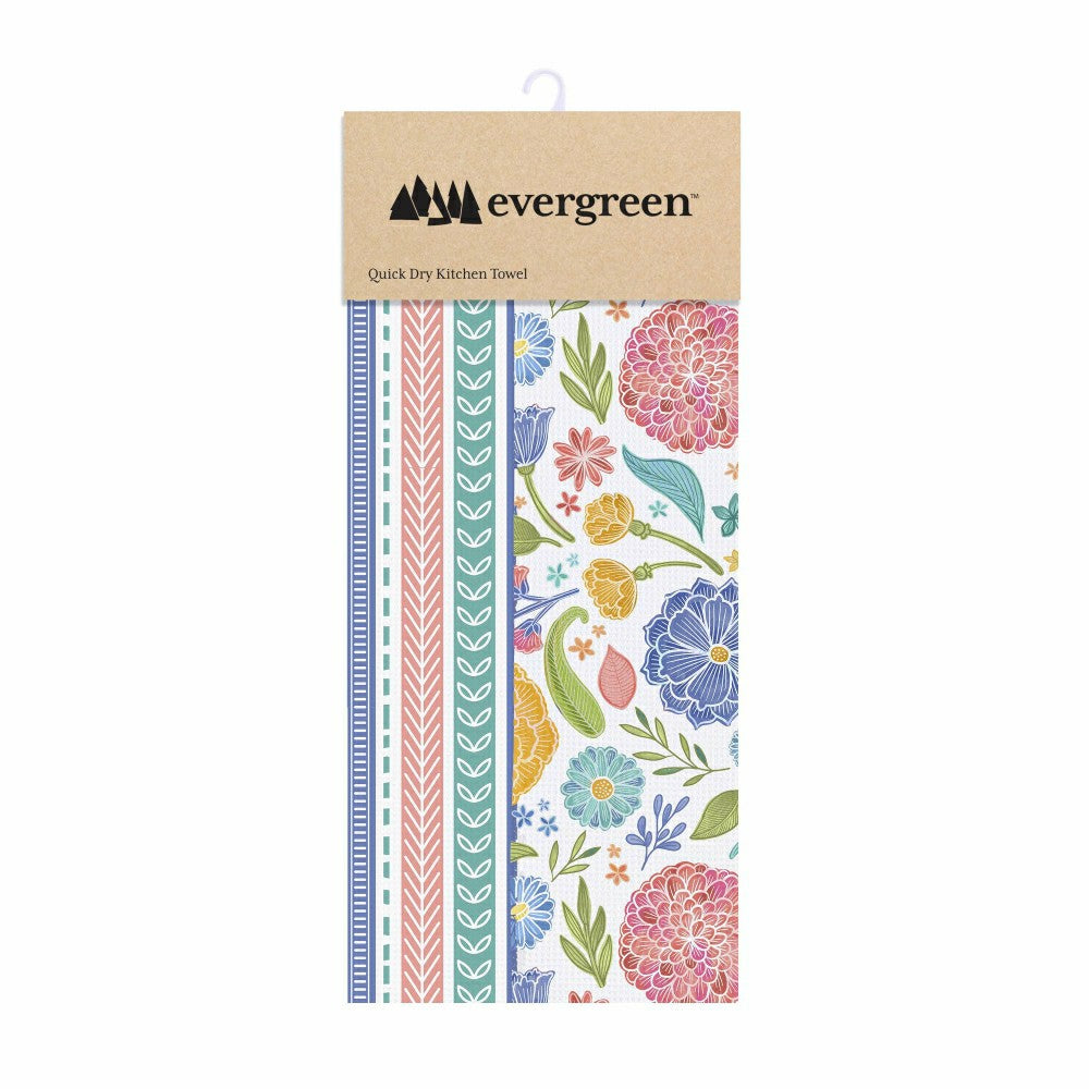 Plow & Hearth Hop Into Spring Kitchen Towel Quick Dry Waffle Weave Double-Sided, Blo