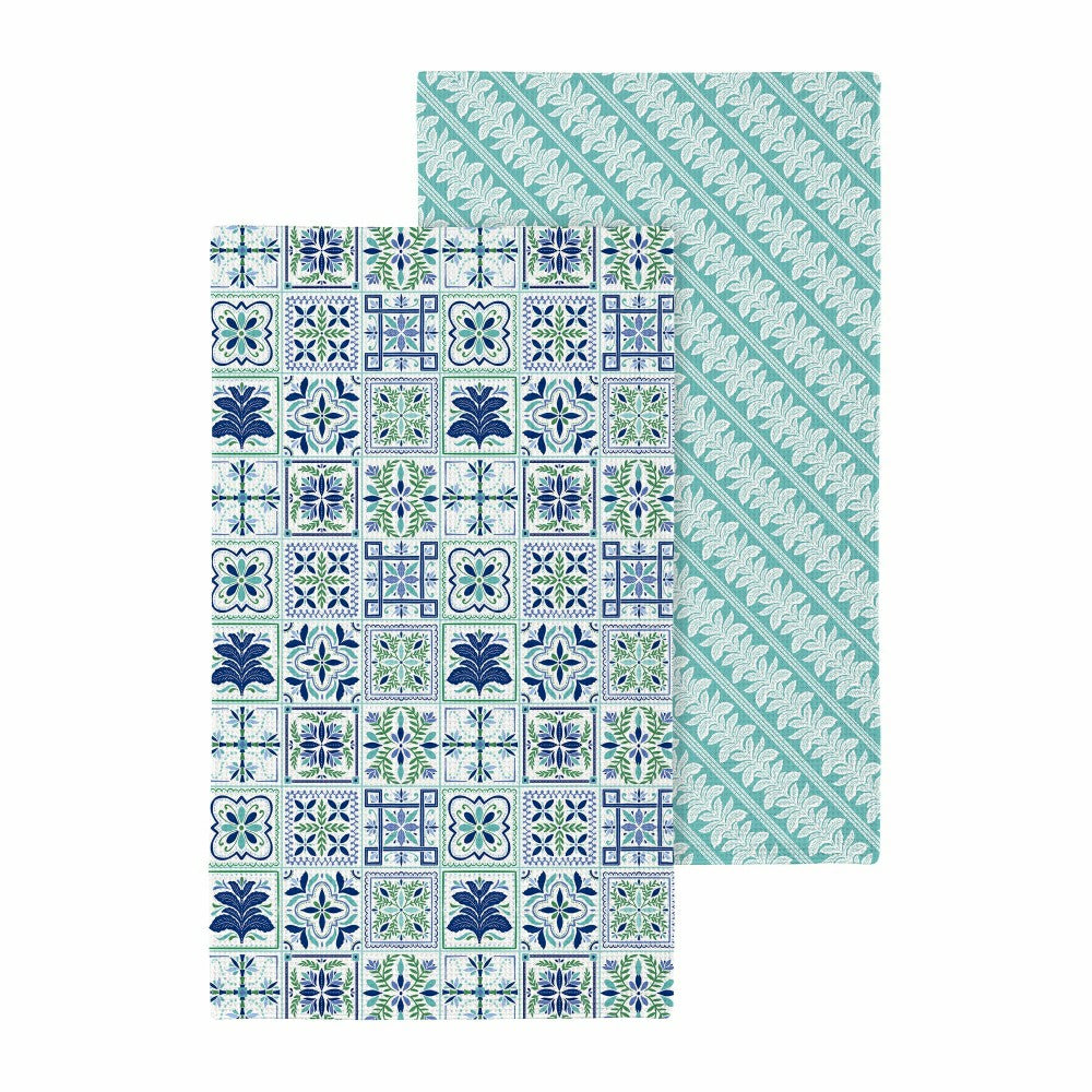 Plow & Hearth Seaside Retreat Kitchen Towel Quick Dry Waffle Weave Double-Sided, 30"