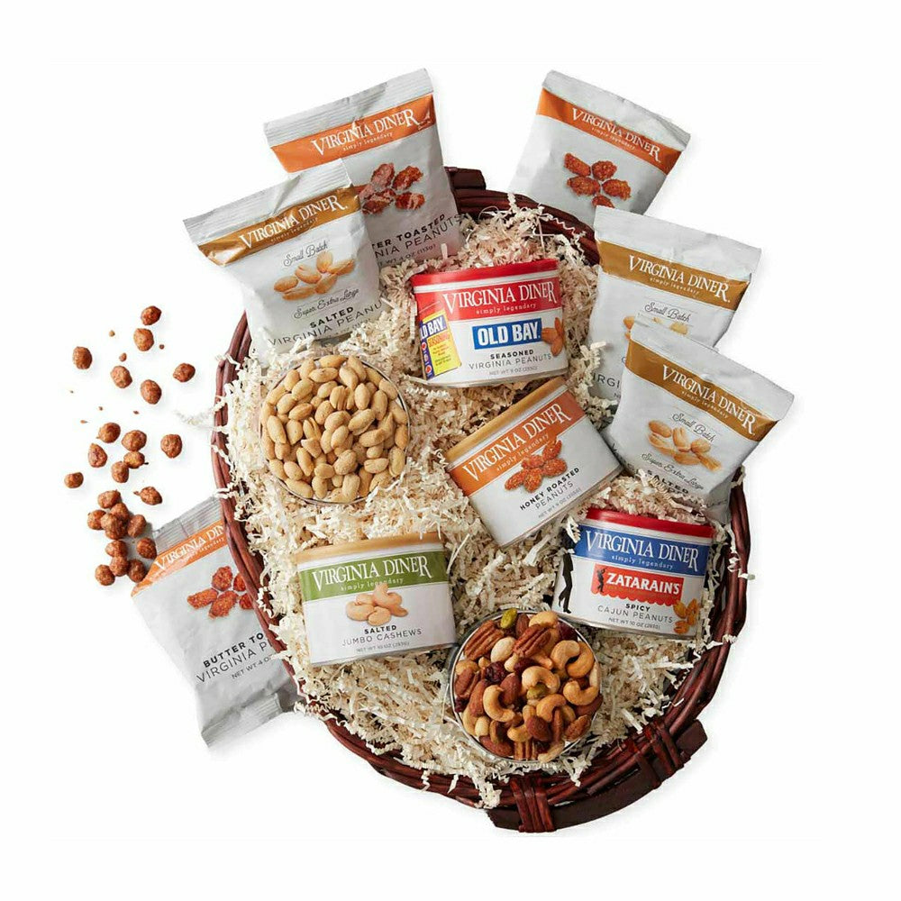 Plow & Hearth Extra Large Peanuts and Cashews Gift Basket Sampler