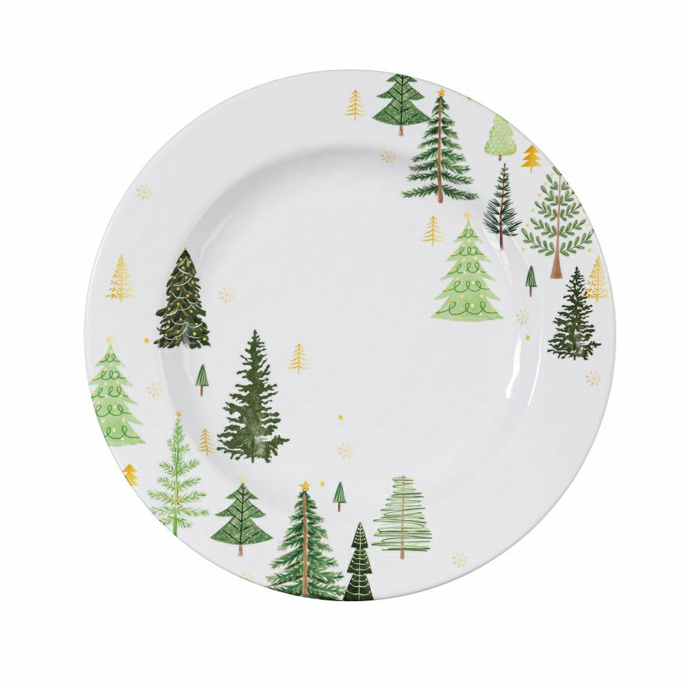 Plow & Hearth Shades of Green Holiday Melamine 11" Dinner Plate, Set of 4