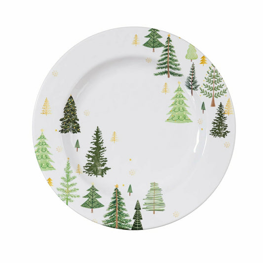 Plow & Hearth Shades of Green Holiday Melamine 11" Dinner Plate, Set of 4