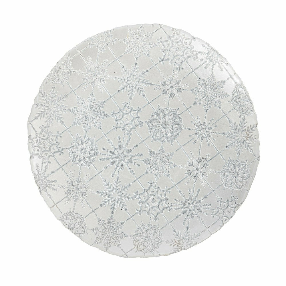 Plow & Hearth Season to Sparkle Plate Glass Snowflake Serving Plate, 13"