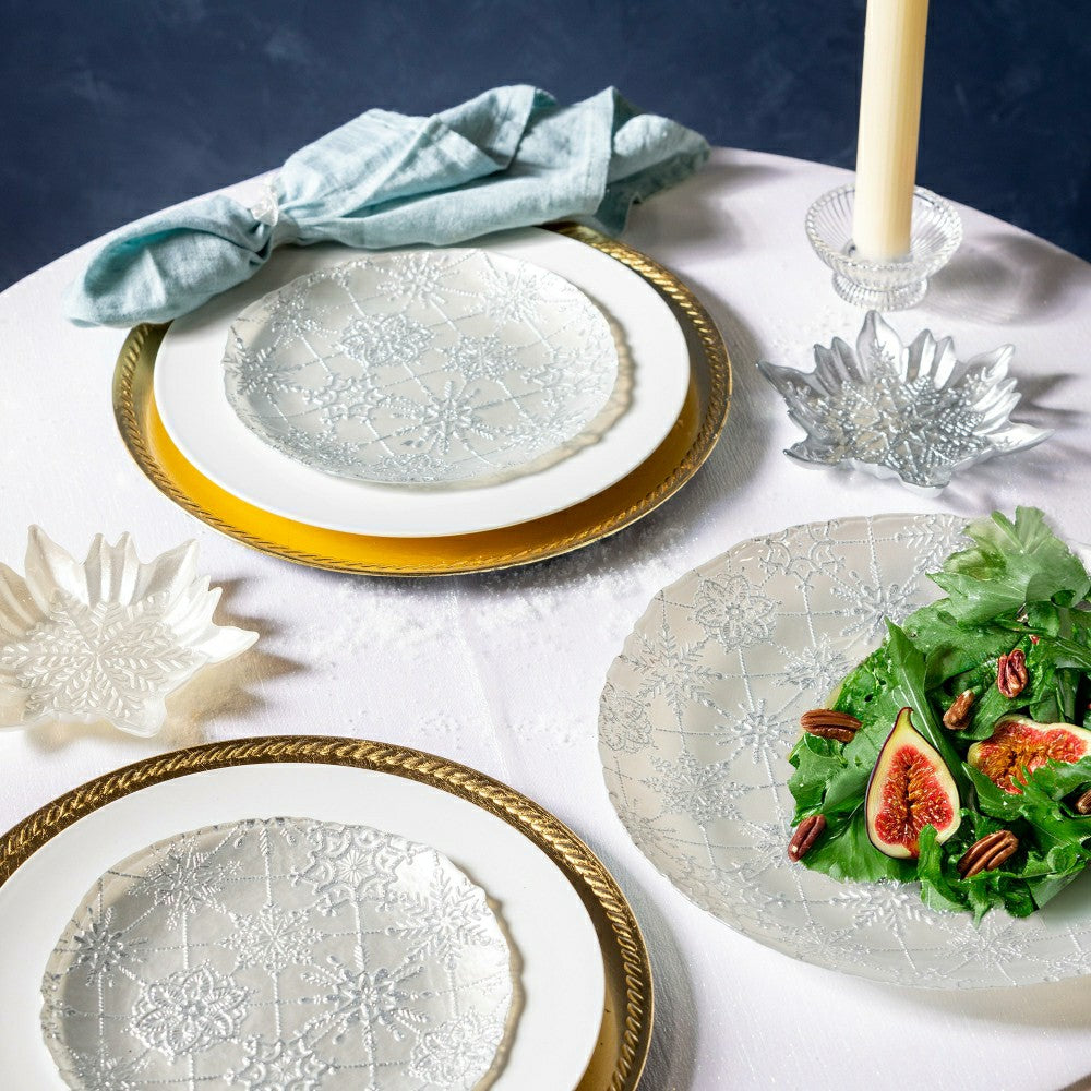 Plow & Hearth Season to Sparkle Plate Glass Snowflake Serving Plate, 13"