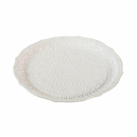 Plow & Hearth Sugar & Stripes Plate Embossed Ceramic Dinner Plate, 10.25"