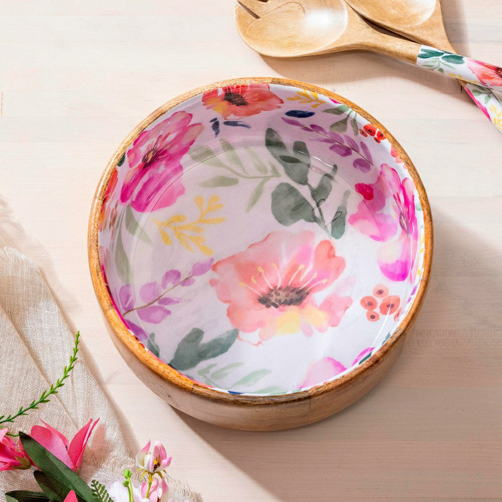 Plow & Hearth Pastels of Nature Wood Bowl, 9.75"L