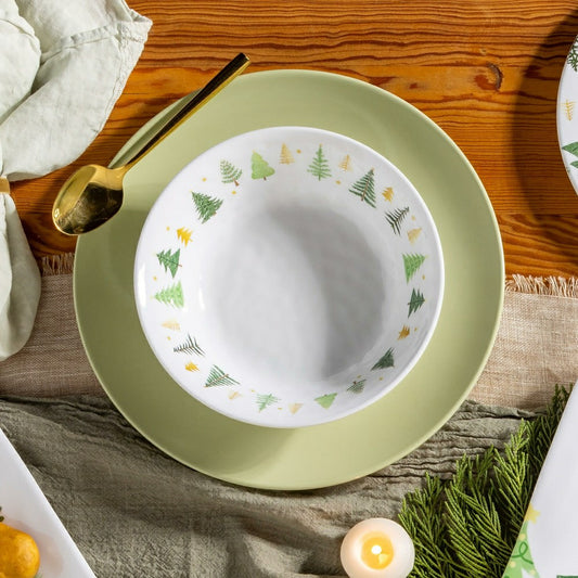 Plow & Hearth Shades of Green Holiday Melamine 7.5" Bowl, Set of 4