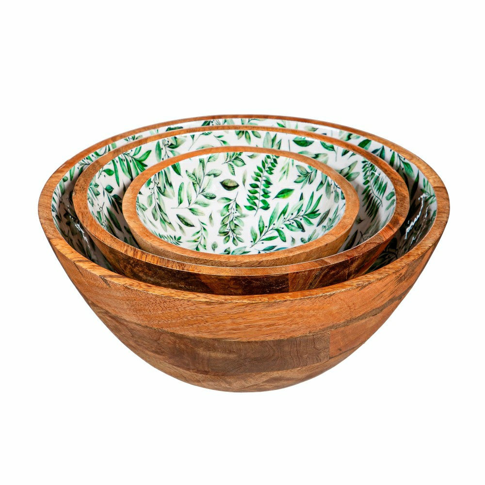 Plow & Hearth Olive Oasis Wood Bowl Set