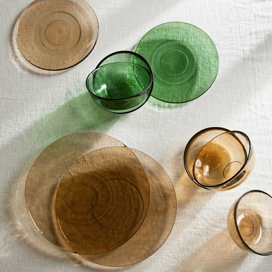 Plow & Hearth 8" Glass Salad Plate, Set of 6, Sand
