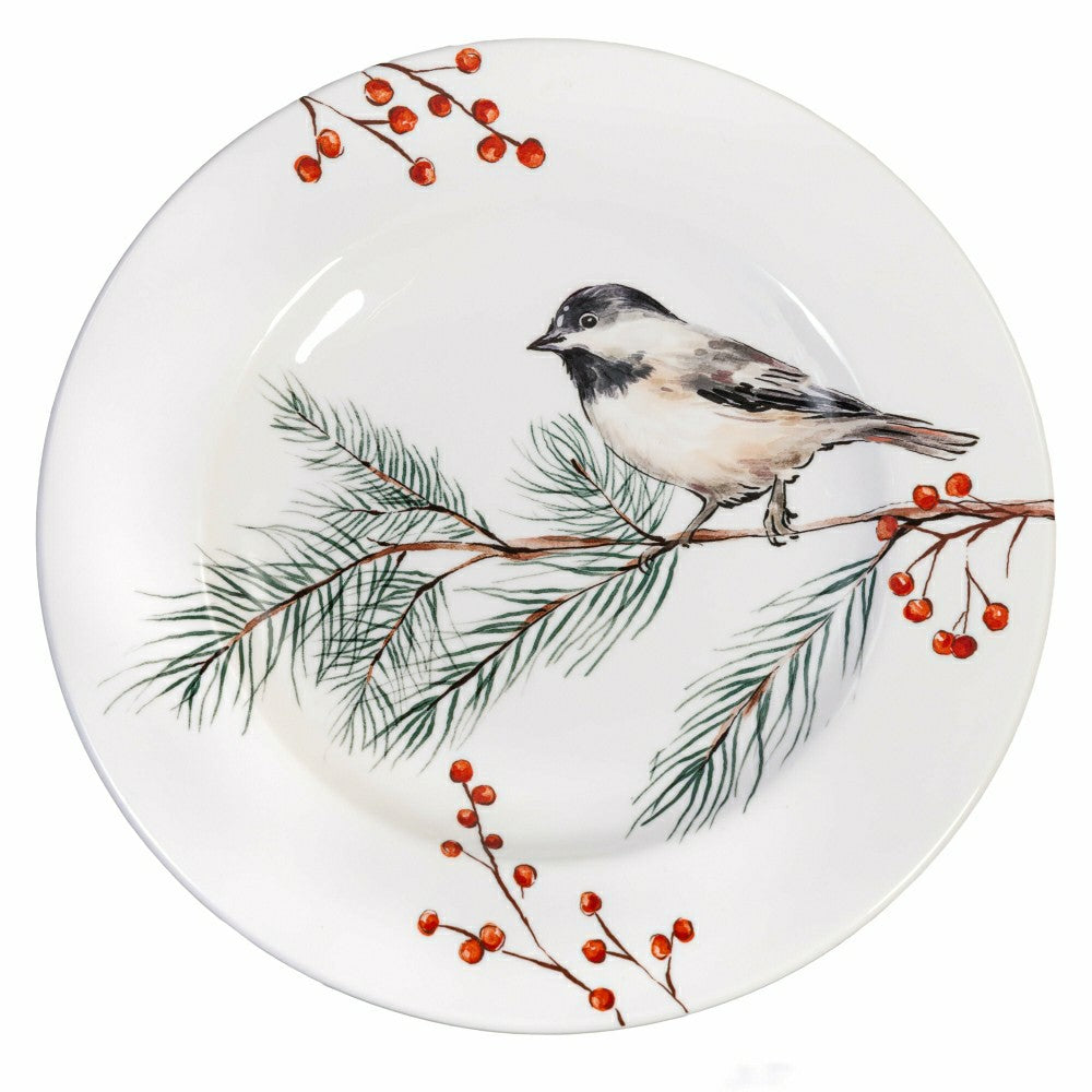 Plow & Hearth Snowbirds Salad Plate Melamine Chickadee, 8.6"