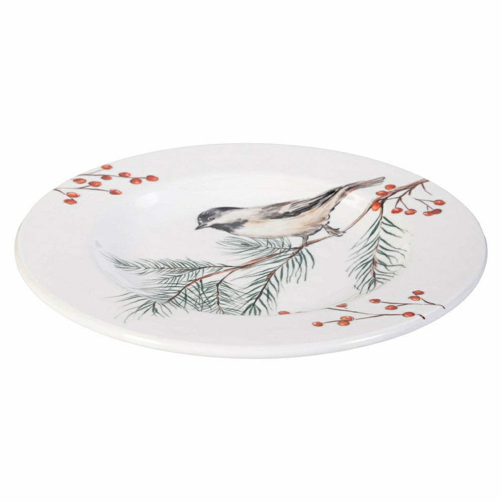 Plow & Hearth Snowbirds Salad Plate Melamine Chickadee, 8.6"
