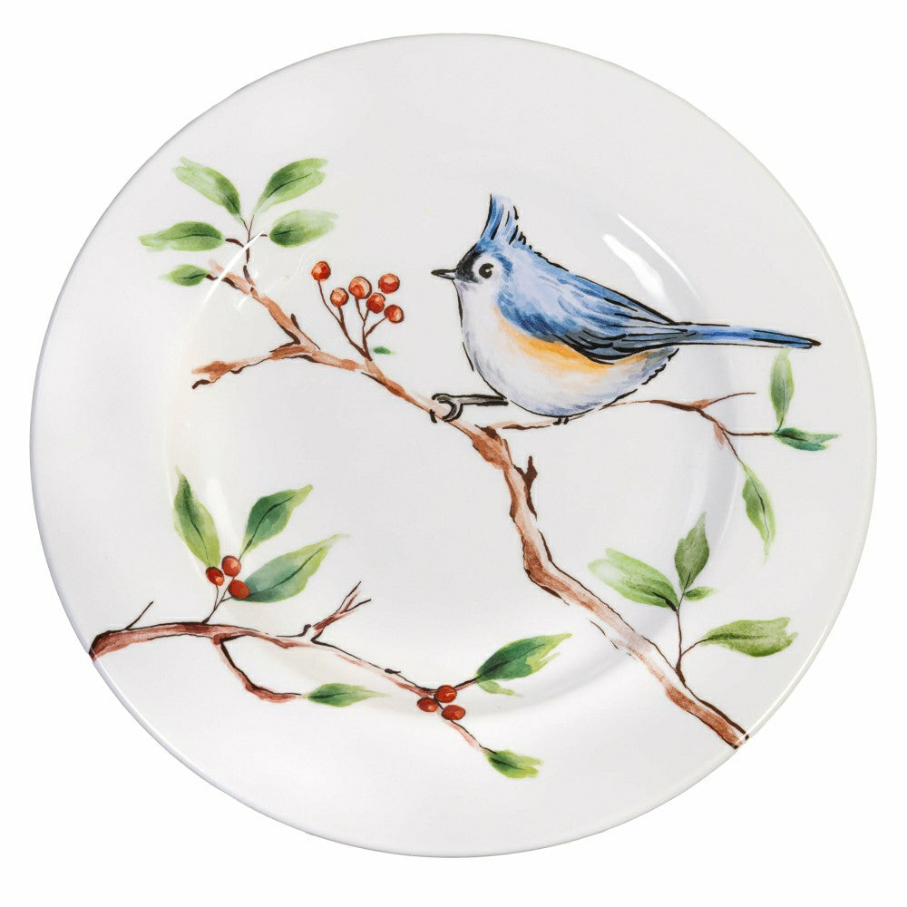 Plow & Hearth Snowbirds Salad Plate Melamine Bluejay, 8.6"