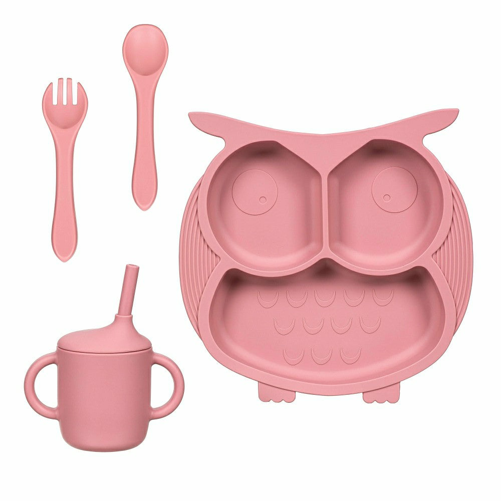 Plow & Hearth Owl Silicone Baby Feeding Set