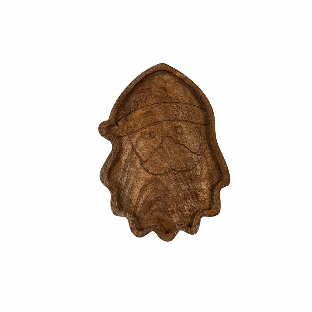 Plow & Hearth 12" Wood Santa Server
