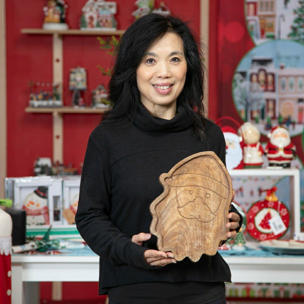 Plow & Hearth 12" Wood Santa Server