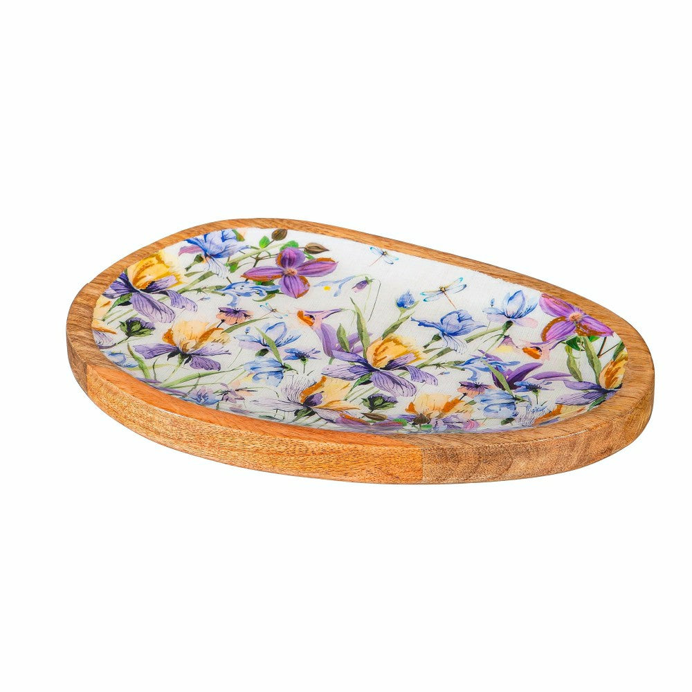 Plow & Hearth Golden Lilac Irregular Shaped Wood Serving Tray, 12"L