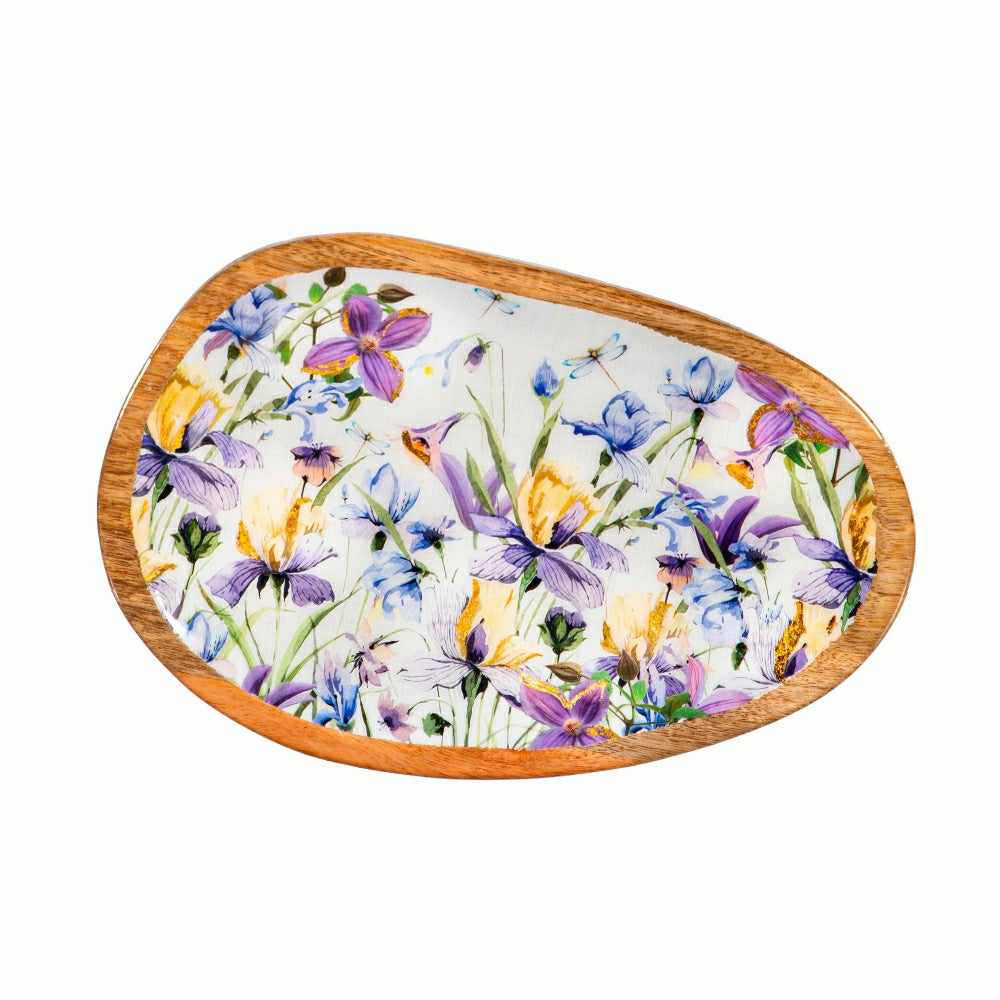 Plow & Hearth Golden Lilac Irregular Shaped Wood Serving Tray, 12"L