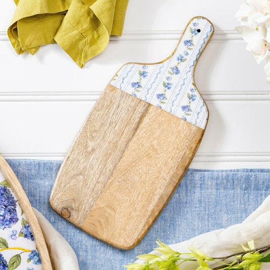 Plow & Hearth VivaStyle Cutting Board, Rectangular Wood Cutting Board, Hydrangea, 16